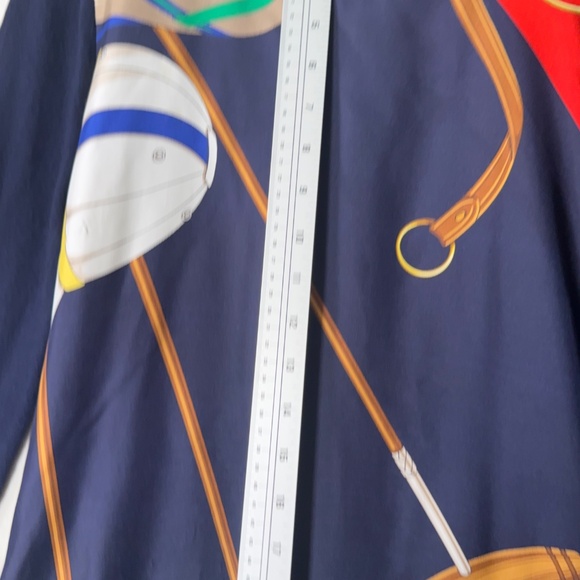 Ralph Lauren Equestrian Silk Front/ Viscose Knitted Blue ShirtDress Size Small - Picture 9 of 11
